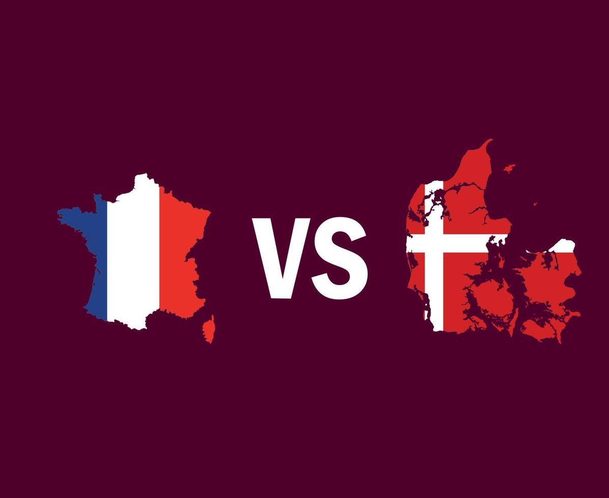 Francia y Dinamarca mapa símbolo diseño Europa fútbol final vector países europeos equipos de fútbol ilustración