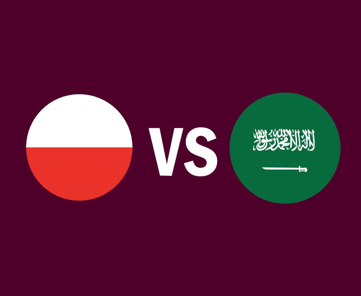 diseño de símbolo de bandera de polonia y arabia saudita vector final de fútbol de europa y asia ilustración de equipos de fútbol de países europeos y asiáticos