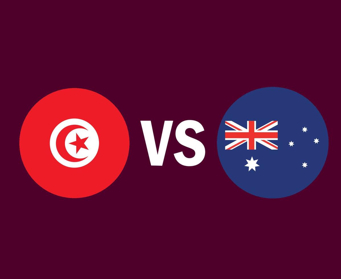 Tunisia And Australia Flag Symbol Design Africa And Asia football Final Vector African And Asian Countries Football Teams Illustration