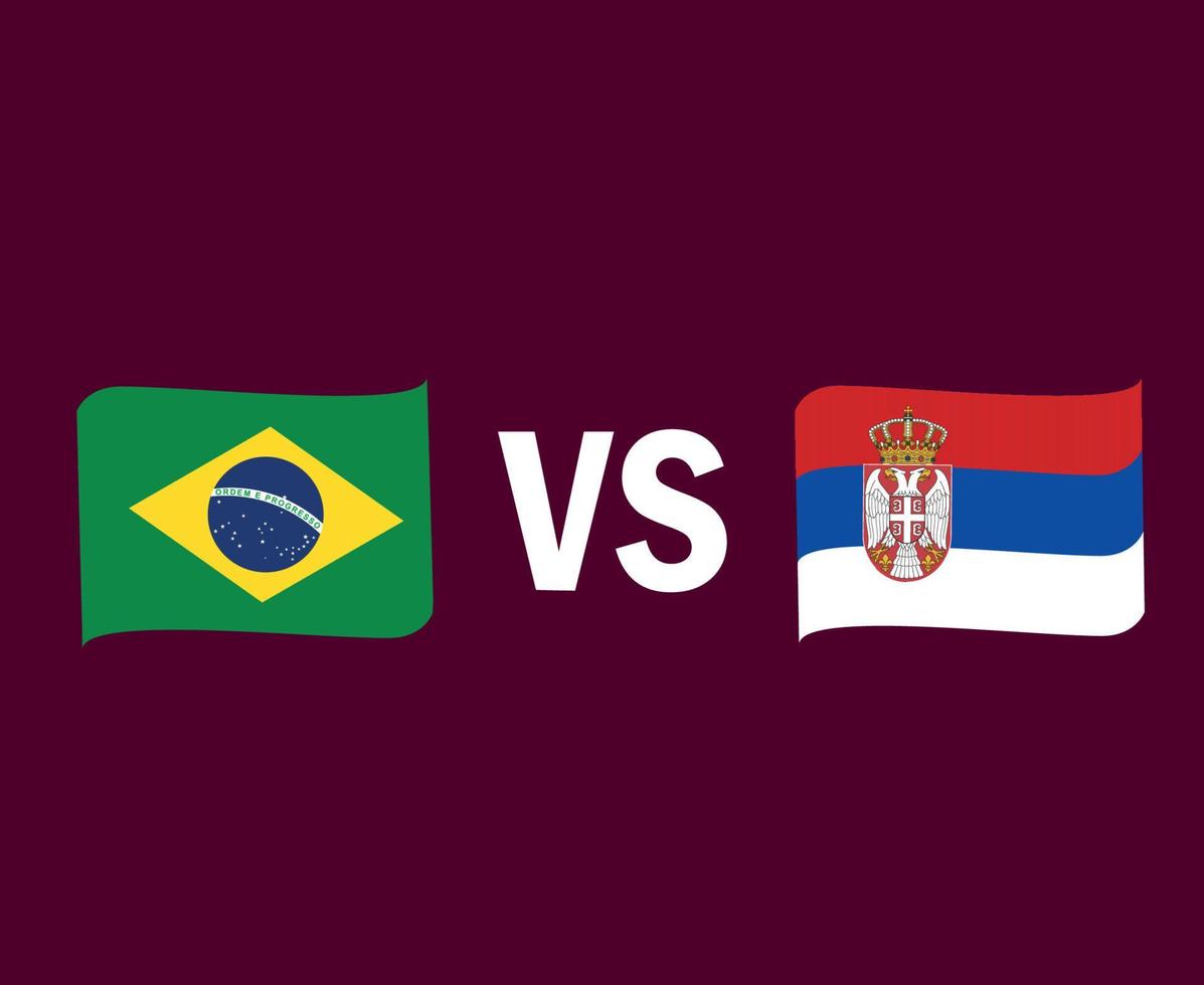 diseño de símbolo de cinta de bandera de brasil y serbia vector final de fútbol de europa y américa latina ilustración de equipos de fútbol de países europeos y latinoamericanos