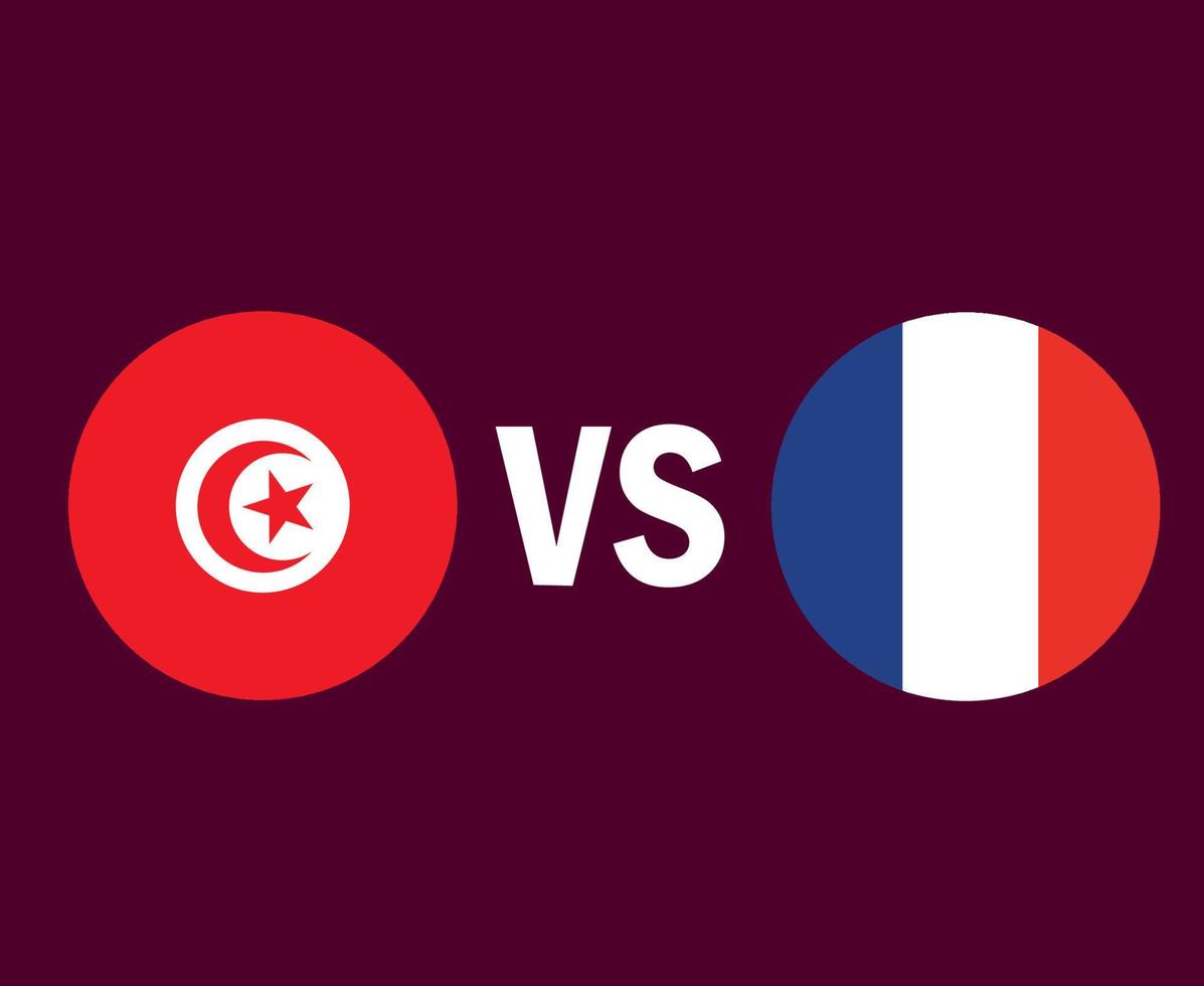 diseño de símbolo de bandera de túnez y francia vector final de fútbol de áfrica y europa ilustración de equipos de fútbol de países africanos y europeos