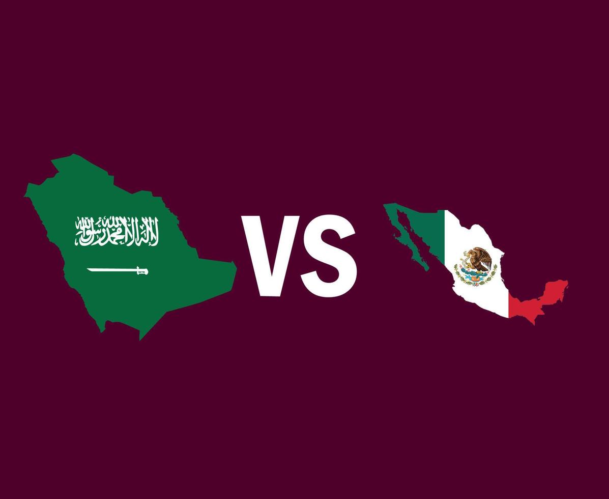 Saudi Arabia And Mexico Map Symbol Design North America And Asia football Final Vector North American And Asian Countries Football Teams Illustration