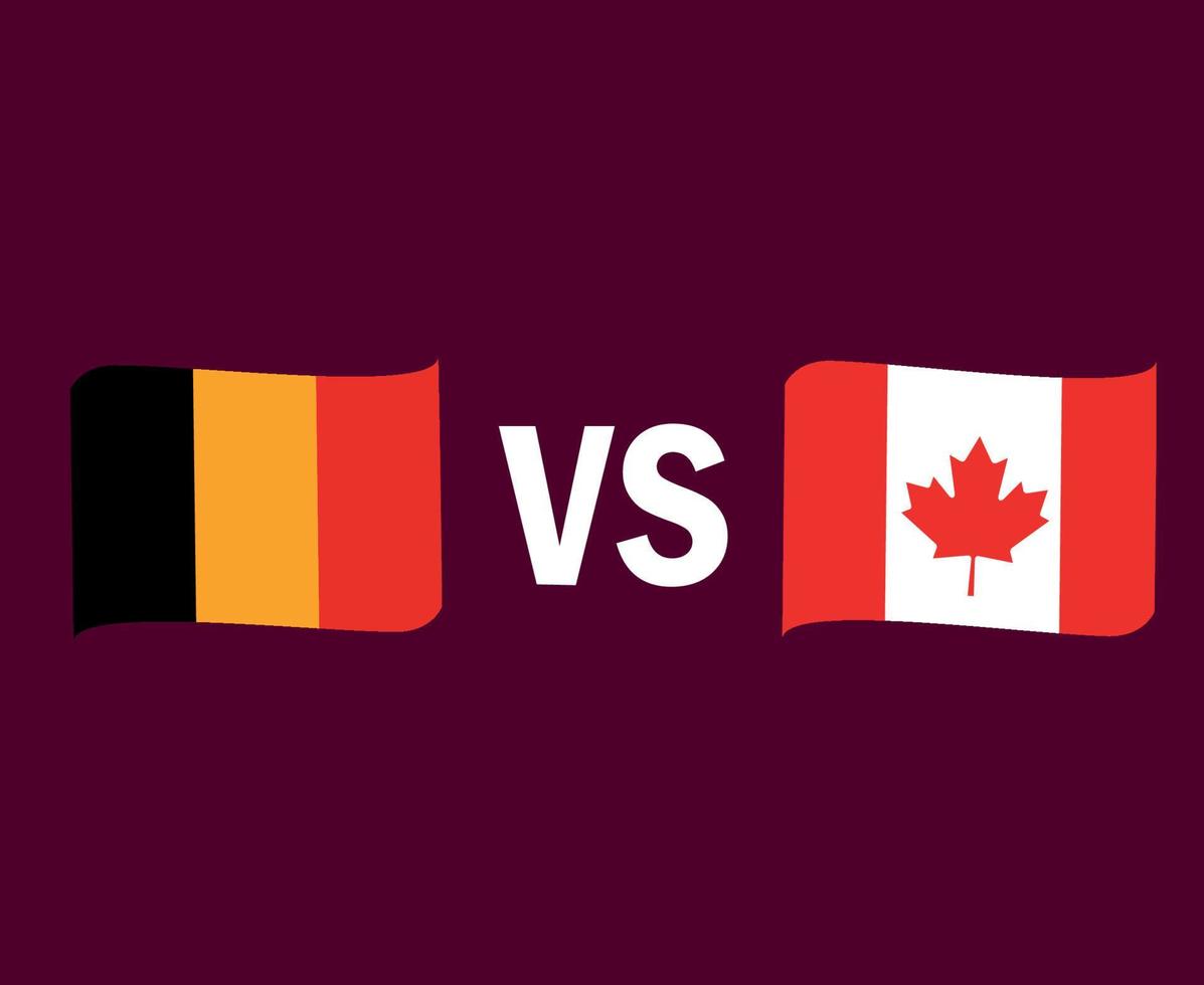 Belgium And Canada Flag Ribbon Symbol Design Europe And North America football Final Vector European And North American Countries Football Teams Illustration