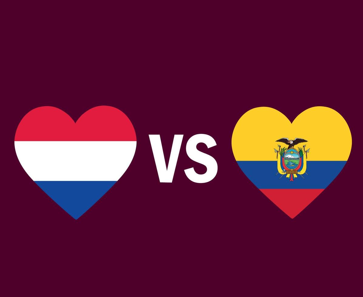 diseño de símbolo de corazón de bandera de países bajos y ecuador vector final de fútbol de europa y américa latina ilustración de equipos de fútbol de países europeos y latinoamericanos