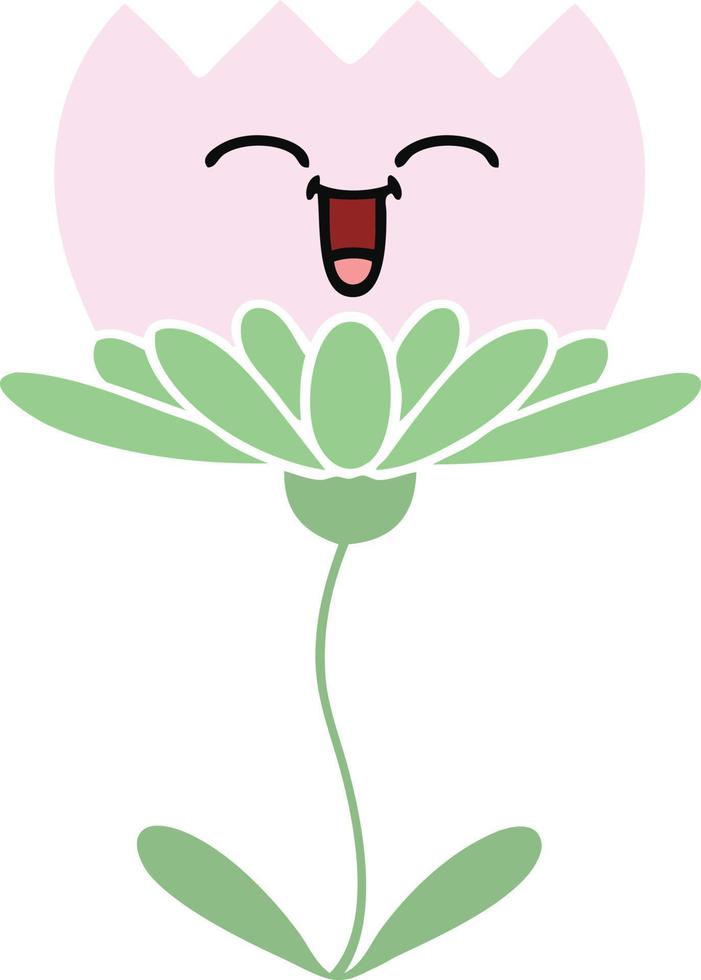 flat color retro cartoon flower vector