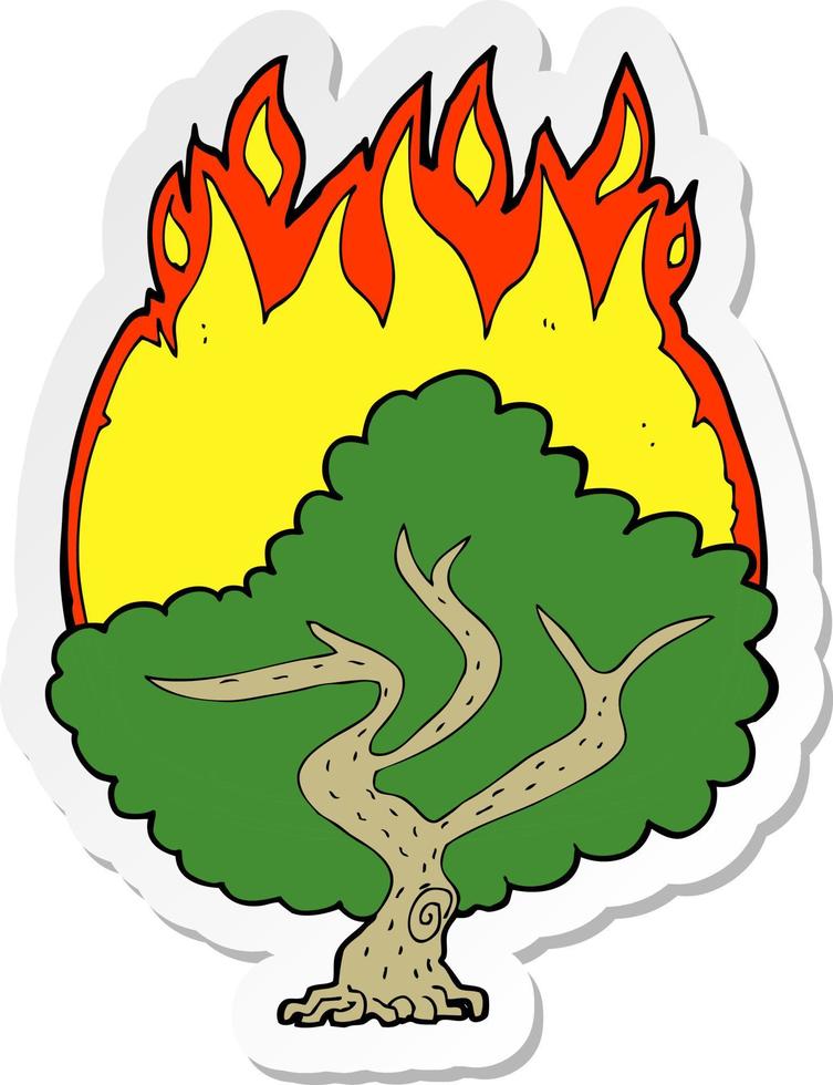sticker of a cartoon burning tree vector