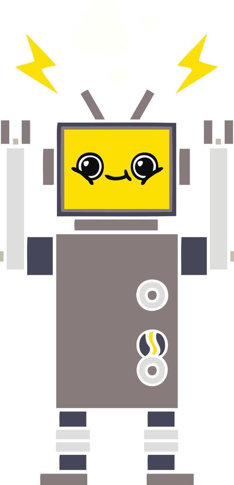 robot de dibujos animados retro de color plano vector