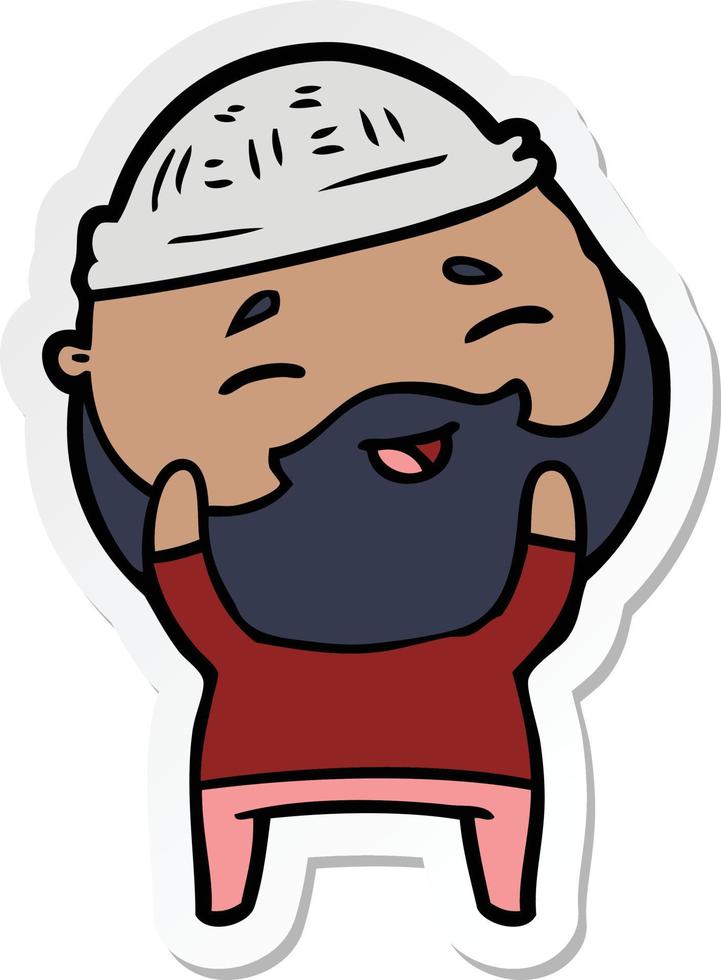 sticker of a cartoon happy bearded man vector
