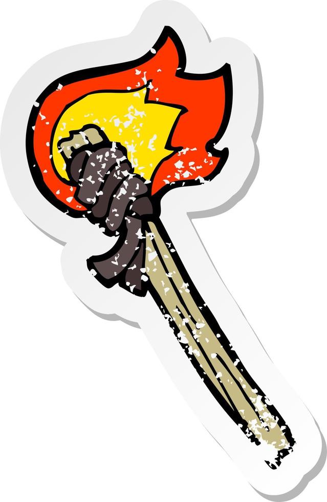 retro distressed sticker of a cartoon burning torch vector