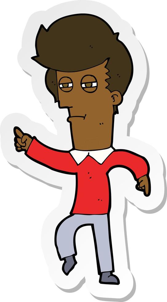 sticker of a cartoon man accusing vector