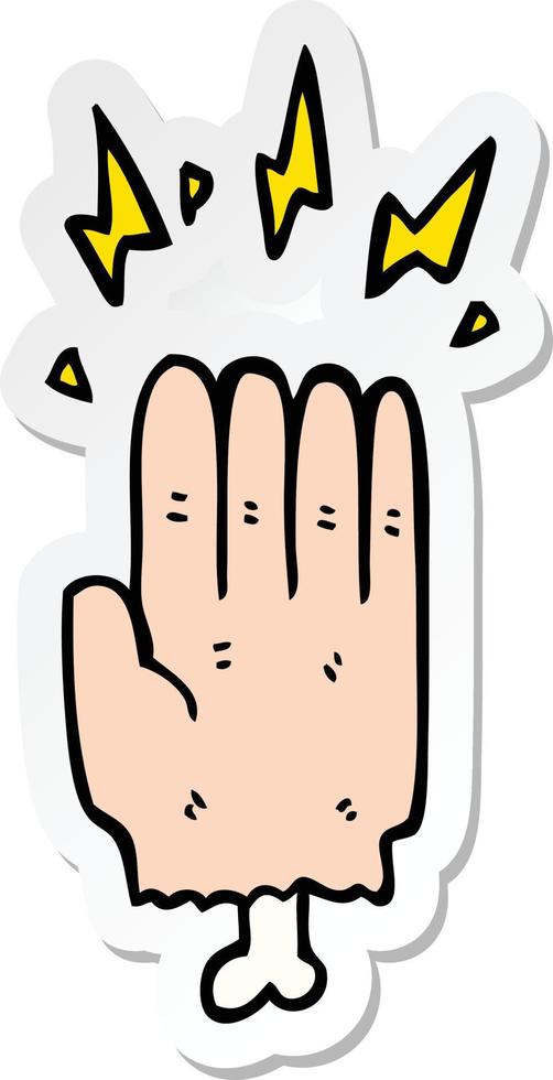 sticker of a cartoon magic halloween zombie hand vector