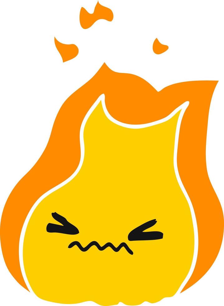 cartoon of cute kawaii fire flame vector