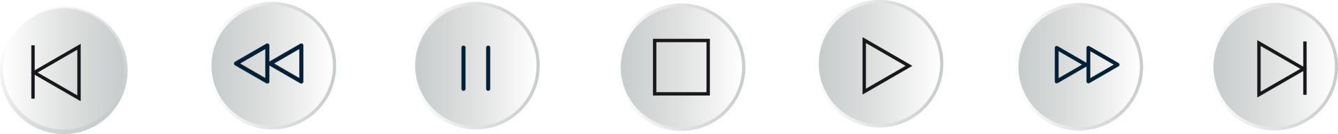 Media Player Buttons icon set, Play and pause buttons sign, Video Audio Player button symbol, vector illustration