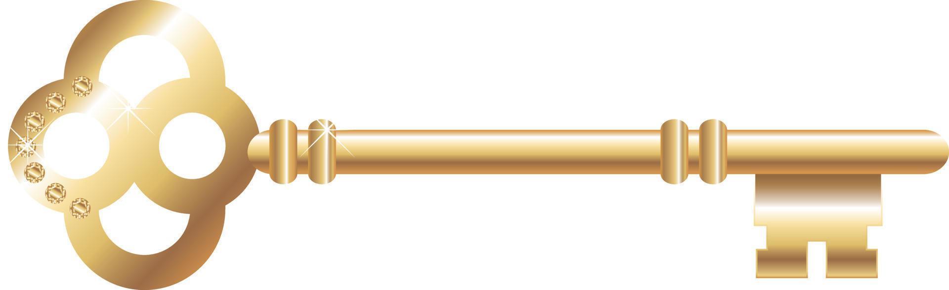 Golden key isolated on white vector