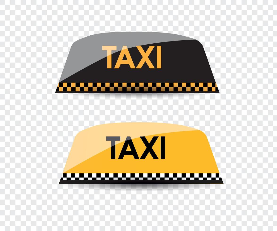 Conjunto de iconos de señal de taxi francés amarillo realista primer plano aislado sobre fondo transparente. plantilla de diseño para servicio de taxi, maqueta. vector