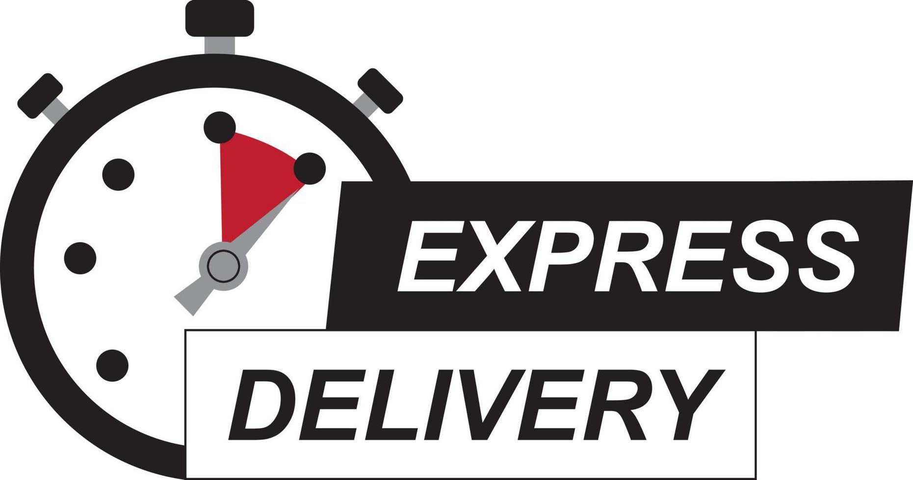 Express delivery icon. Fast delivery, express and urgent delivery, services, stopwatch sign. Timer and express delivery inscription. Fast delivery logo design. vector