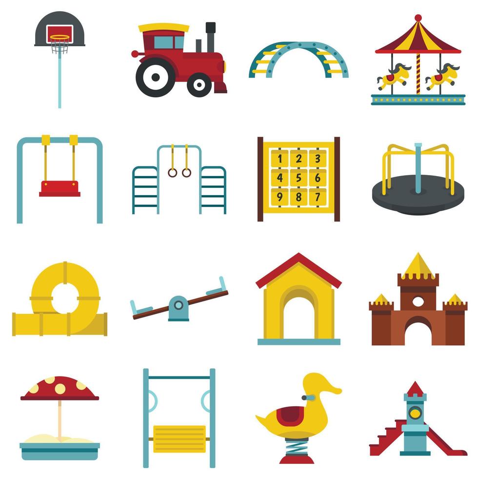 Playground set flat icons vector