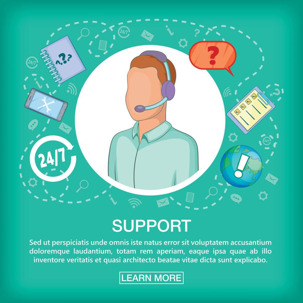 Call center concept support voice, cartoon style vector