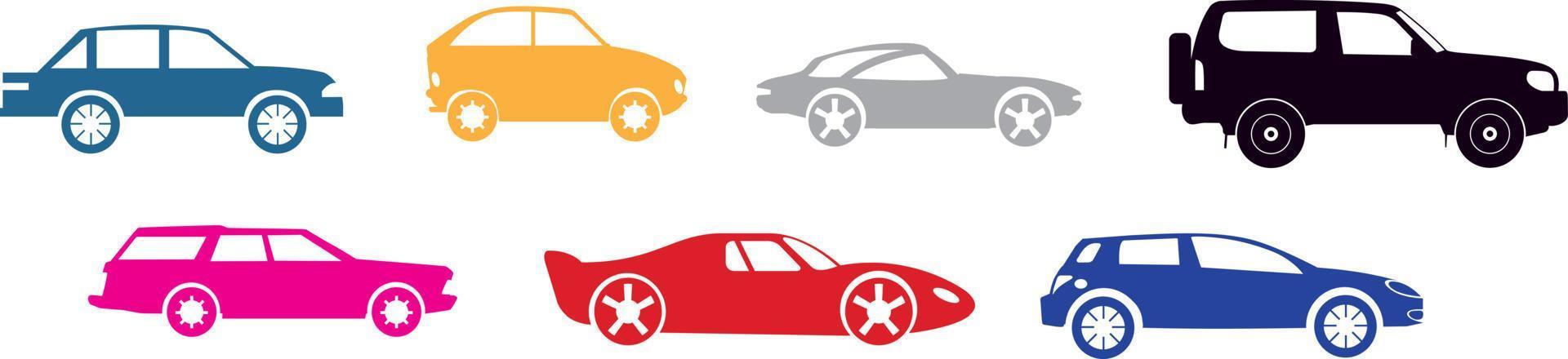 Car Cute vector color icons set