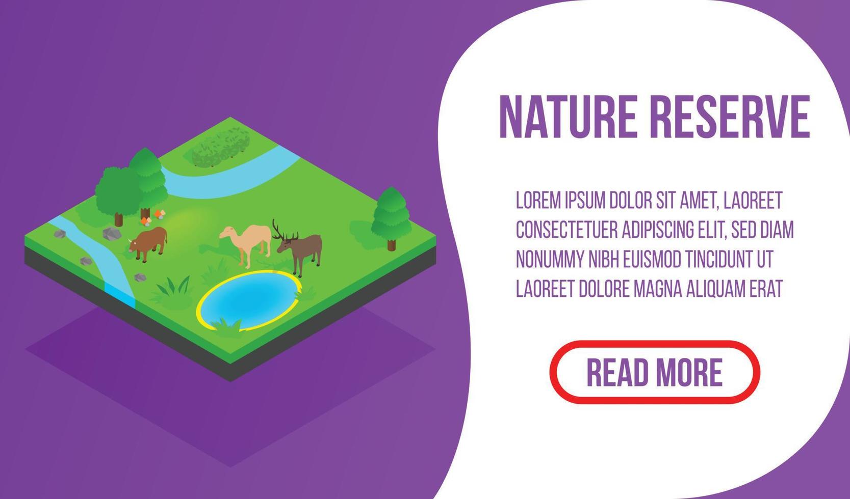 Nature reserve banner, isometric style vector