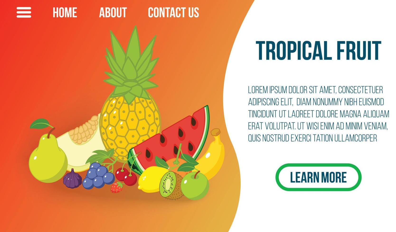 Tropical fruit concept banner, isometric style vector