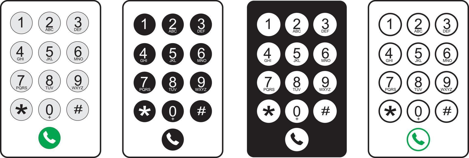 diseño de teclado de marcación de teléfono inteligente. plantilla de teclado en dispositivo de pantalla táctil. teclado de usuario con números y letras para teléfono. teclado en la pantalla del teléfono inteligente. panel de números de teléfono móvil vector