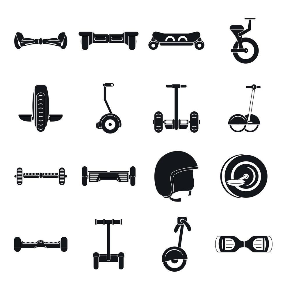 Balancing scooter icons set, simple style vector