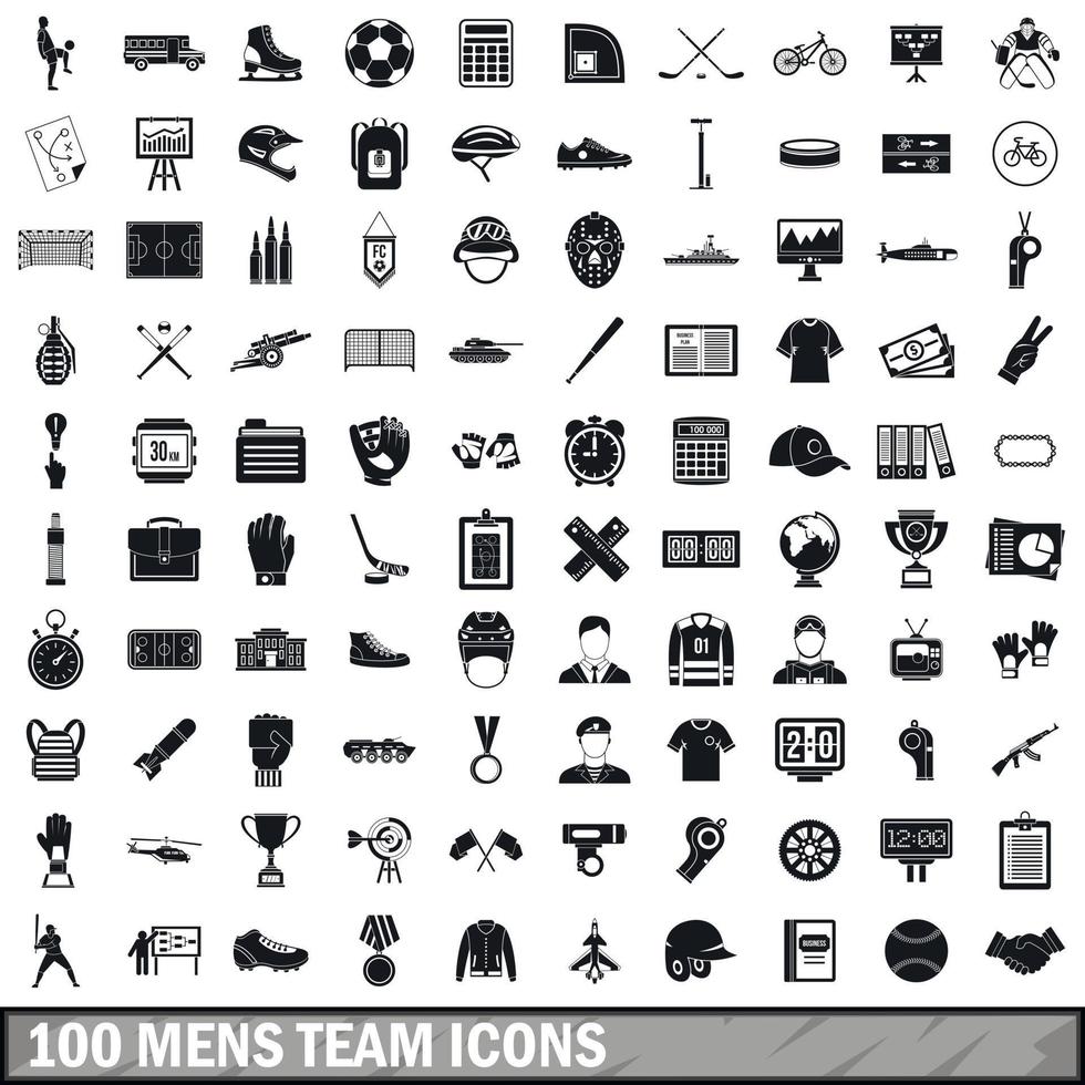 100 iconos de equipo masculino, estilo simple vector