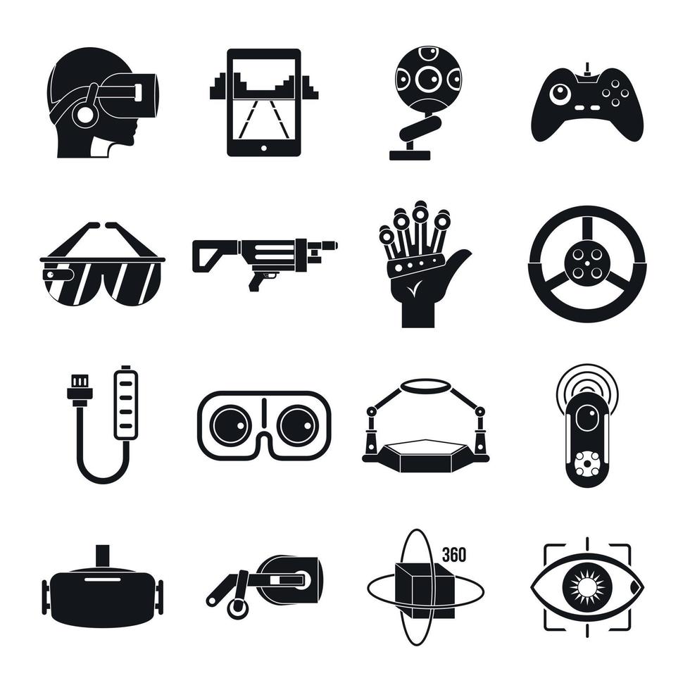 conjunto de iconos de realidad virtual, estilo simple vector