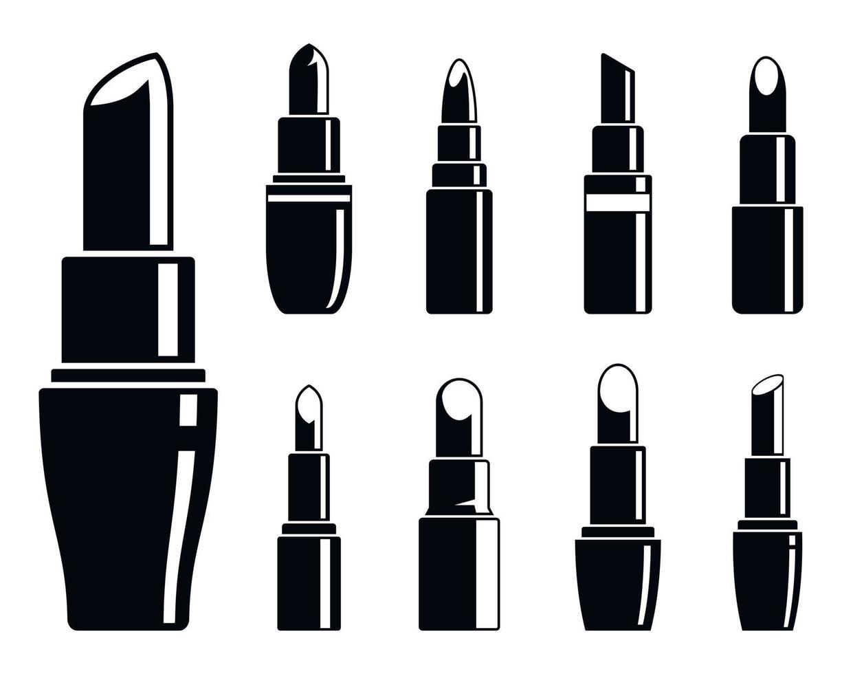 conjunto de iconos de lápiz labial de mujer, estilo simple vector