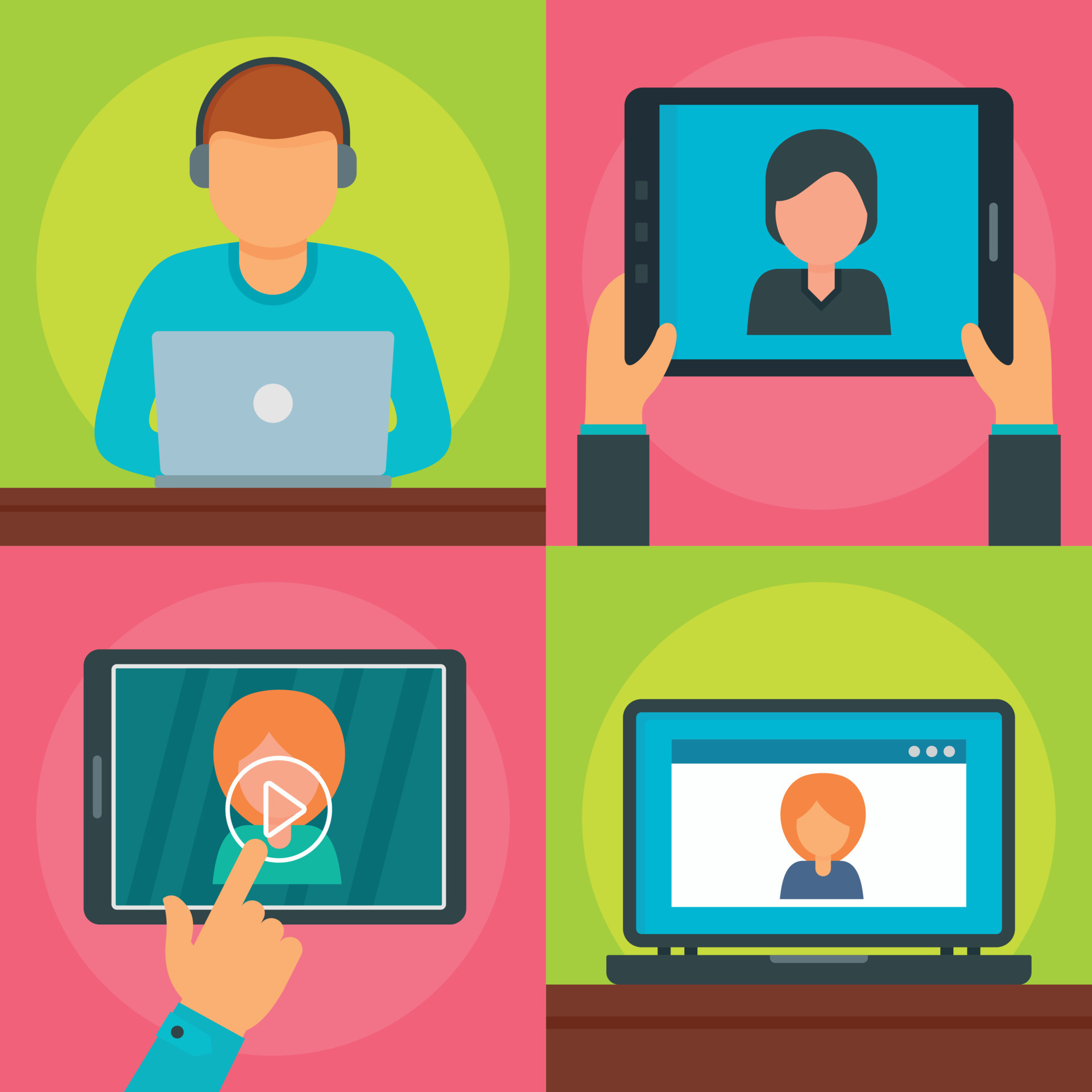 Webinar online banner concept set, flat style 8786887 Vector Art at