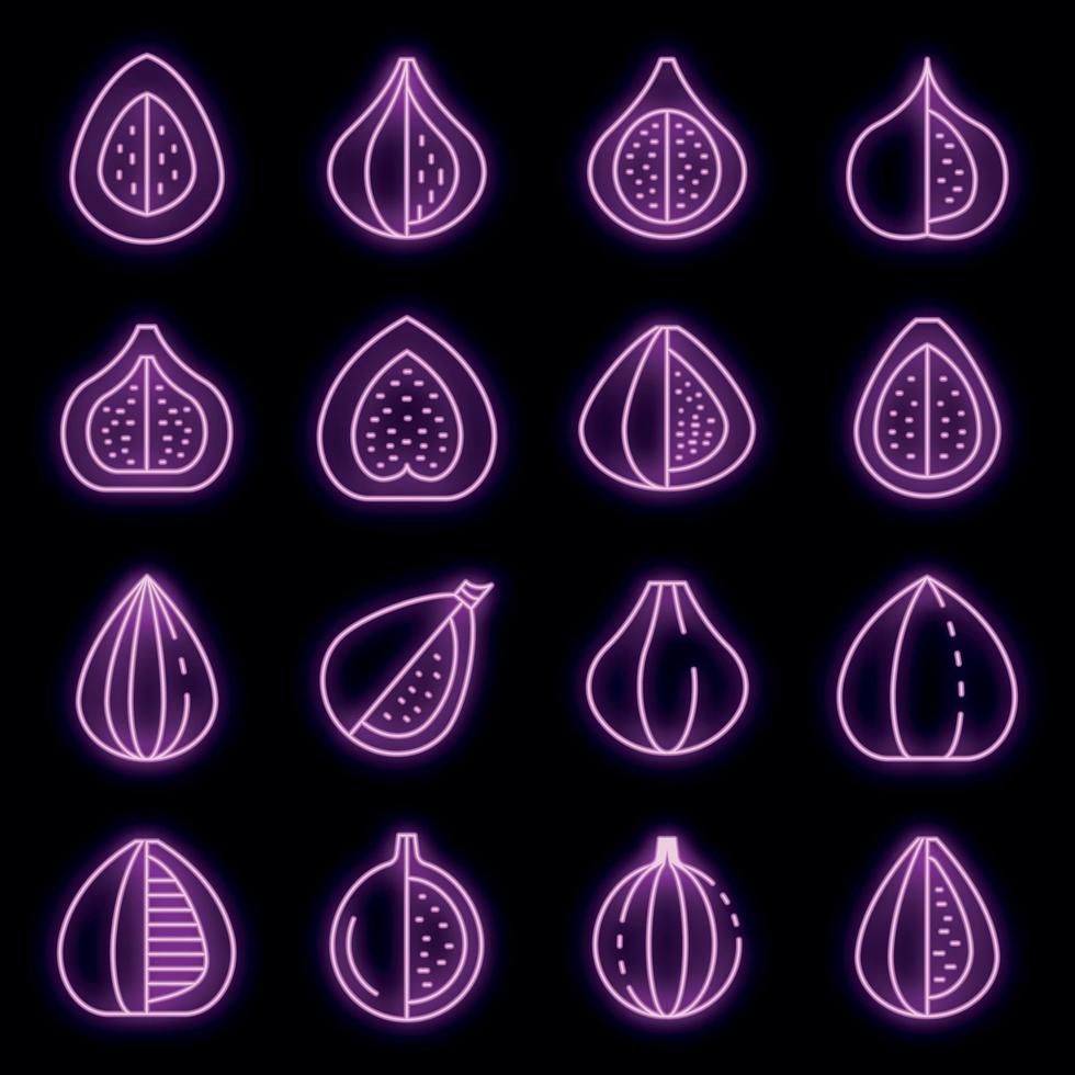 Figs icons set vector neon
