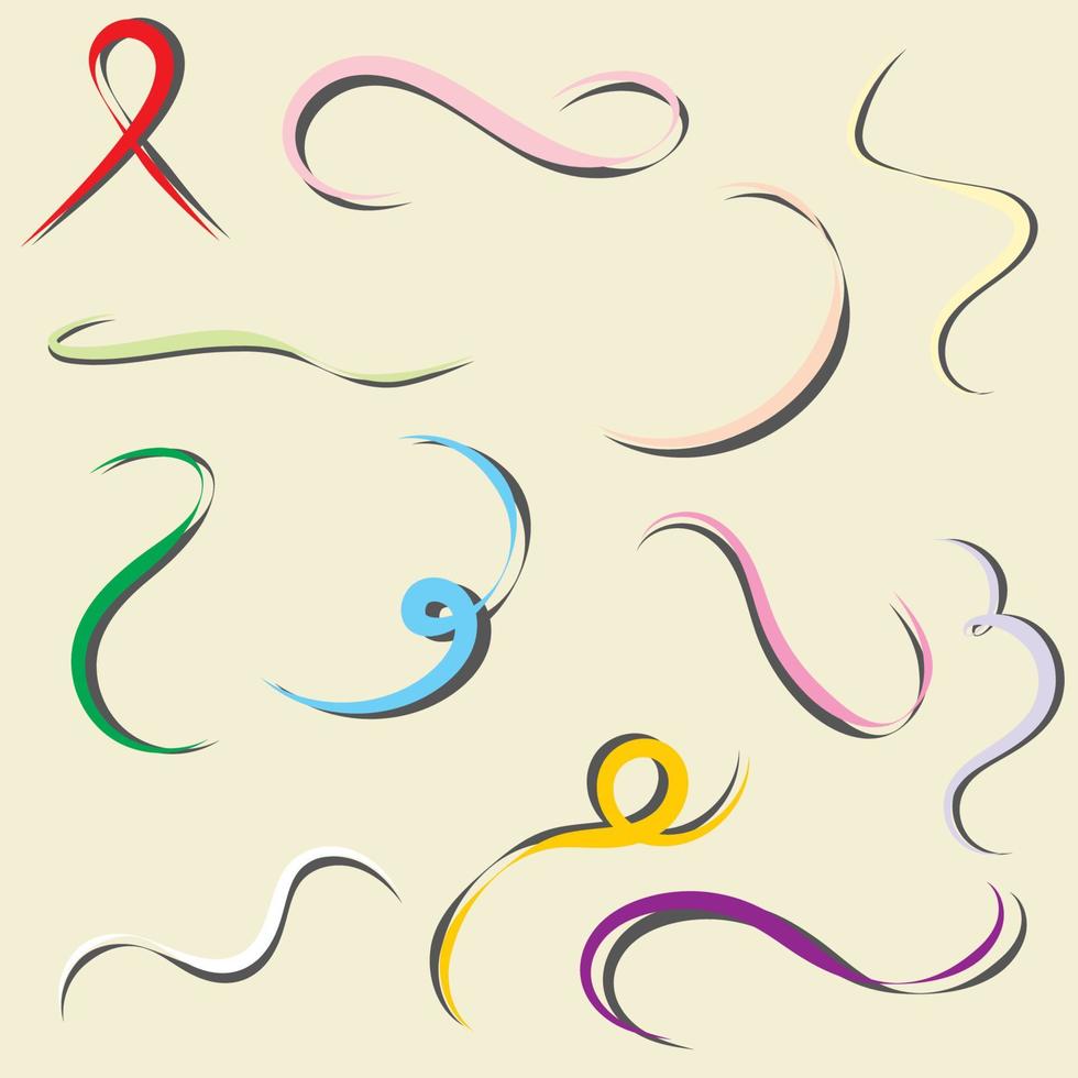 Curly Ribbon with shadow handdrawn illustration, SVG File vector