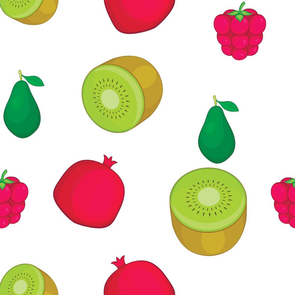 Types of fruit pattern, cartoon style vector