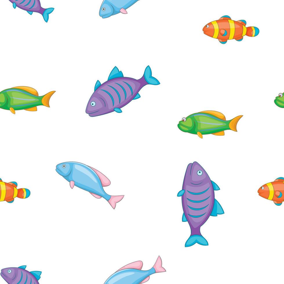 Species of fish pattern, cartoon style vector