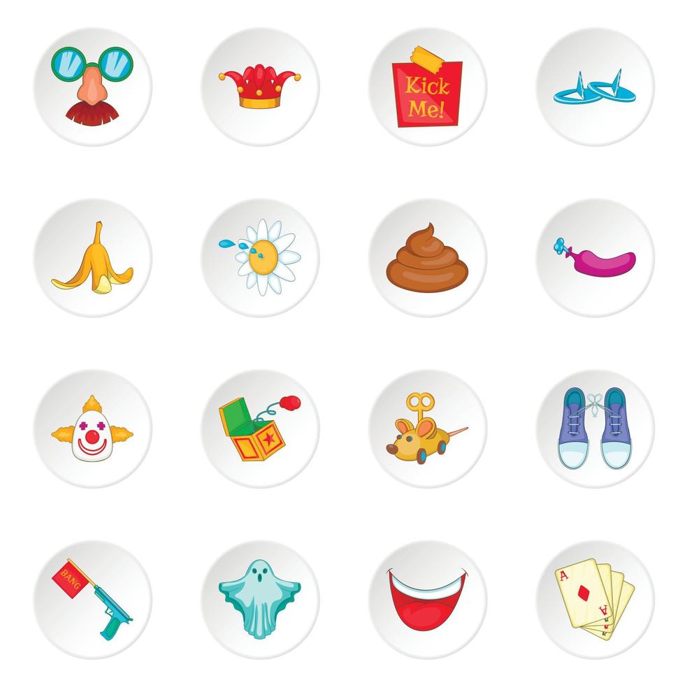 April fools day icons set vector