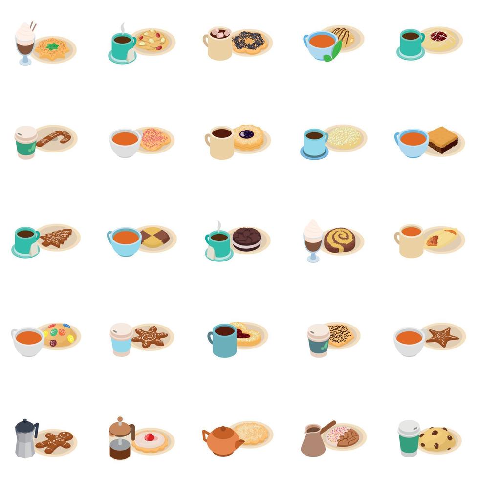 Breakfast icons set, isometric style vector