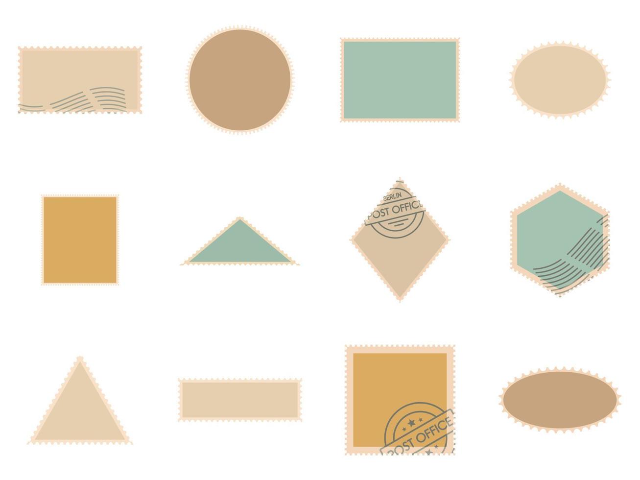 Postage stamp icons set vector isolated