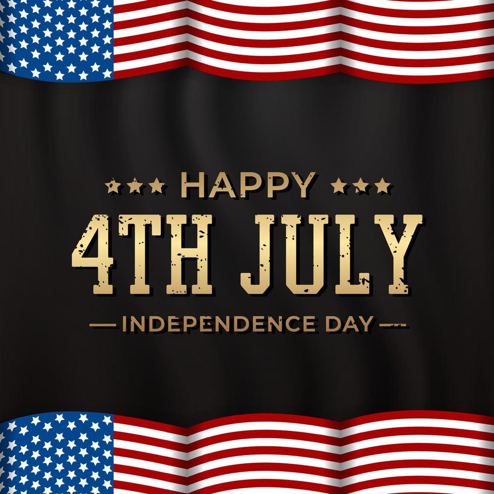 happy independence day with flag and golden text vector