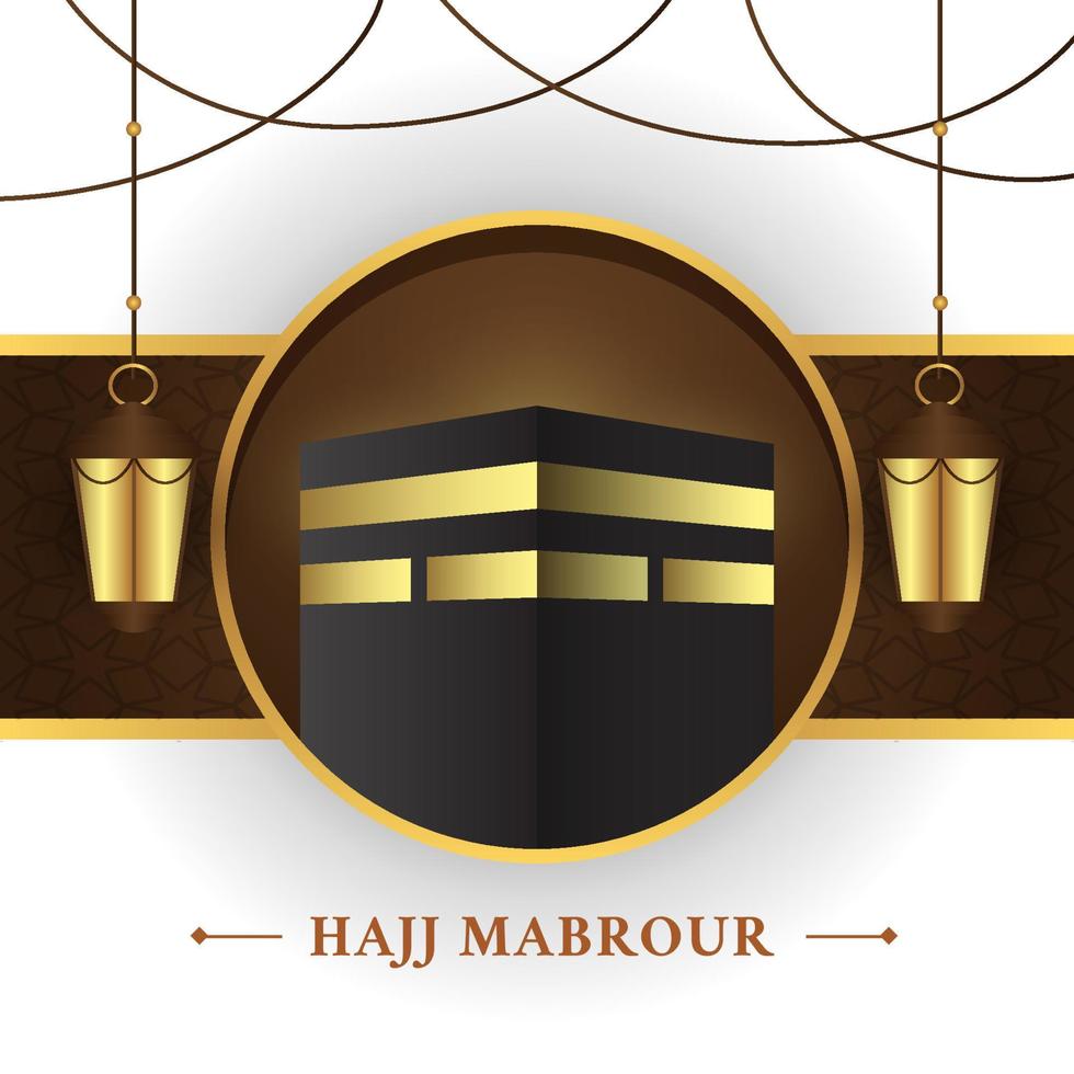 Hajj Mabrour illustration with Kaaba gold and black vector background