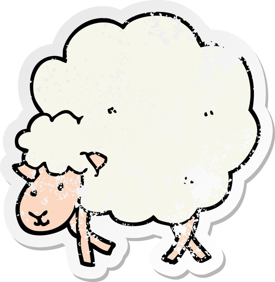 distressed sticker of a cartoon sheep vector