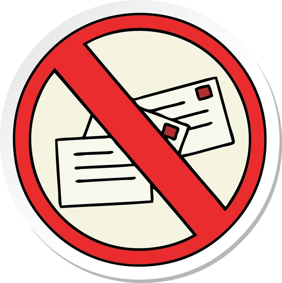 sticker of a cute cartoon no post sign vector