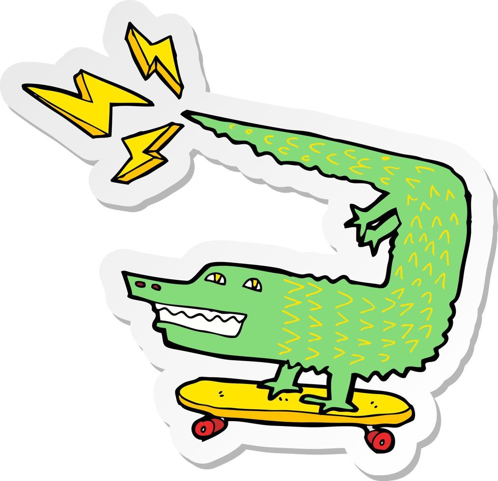 sticker of a amazing skateboarding alligator vector