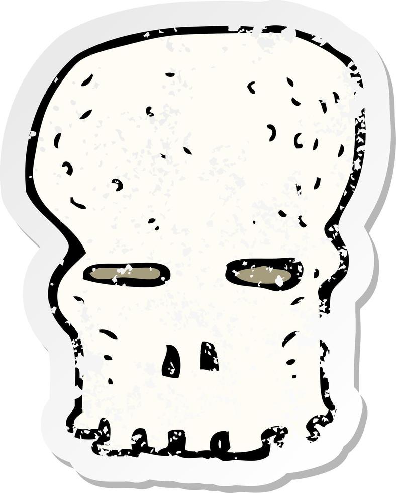 retro distressed sticker of a cartoon spooky skull vector