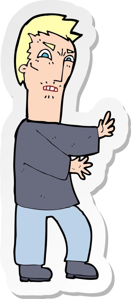 sticker of a cartoon angry man vector