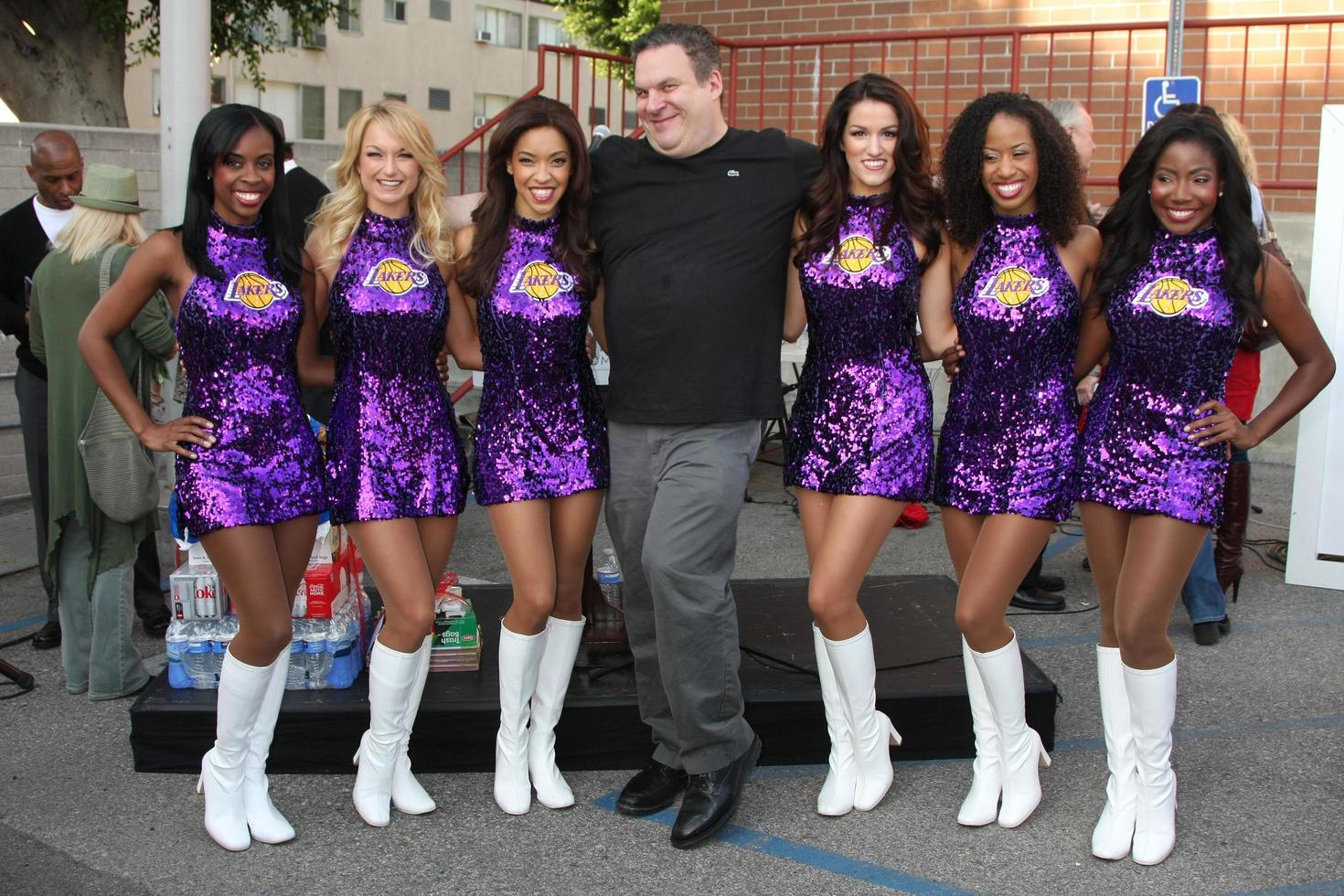 LOS ANGELES, NOV 30 -  Jeff Garlin and the Laker Girls at the Hollywood Chamber Of Commerce 17th Annual Police And Fire BBQ at Wilcox Station on November 30, 2011 in Los Angeles, CA photo