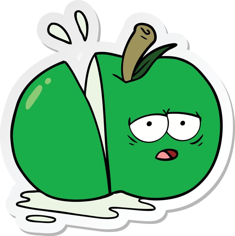 sticker of a cartoon sliced apple vector