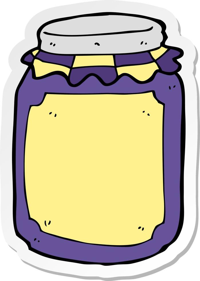 sticker of a cartoon jar of jam vector