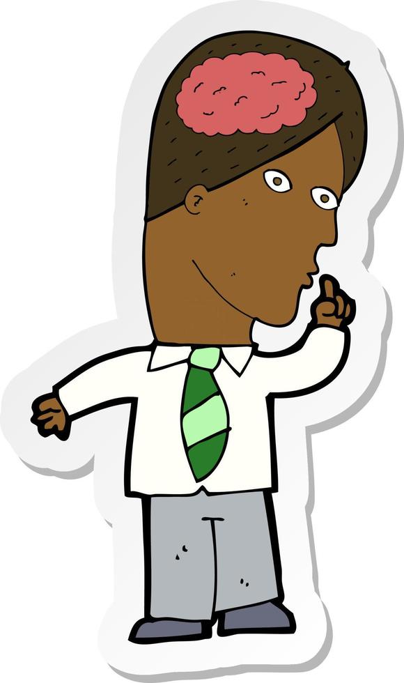 sticker of a cartoon businessman with huge brain vector