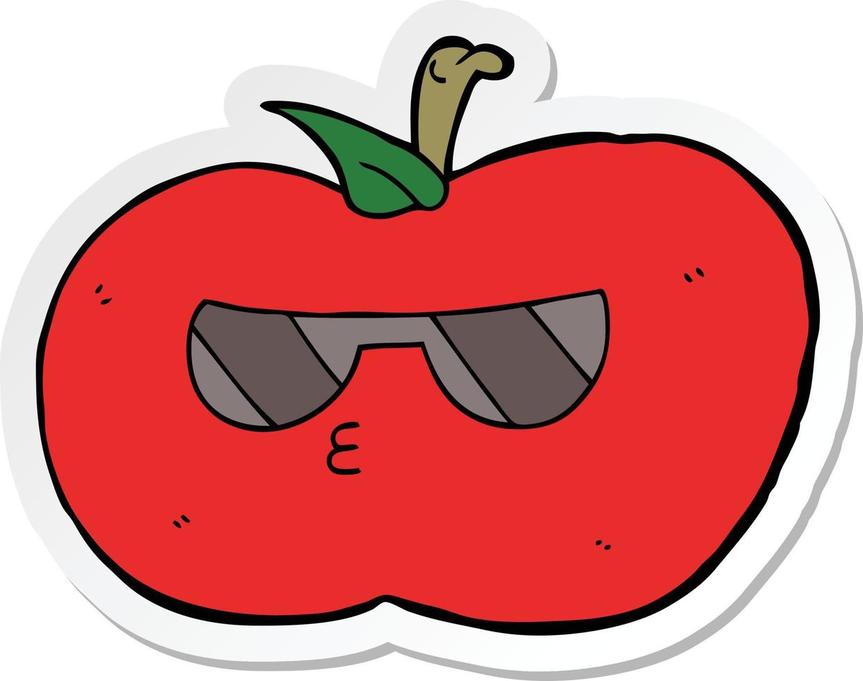 sticker of a cartoon cool apple vector